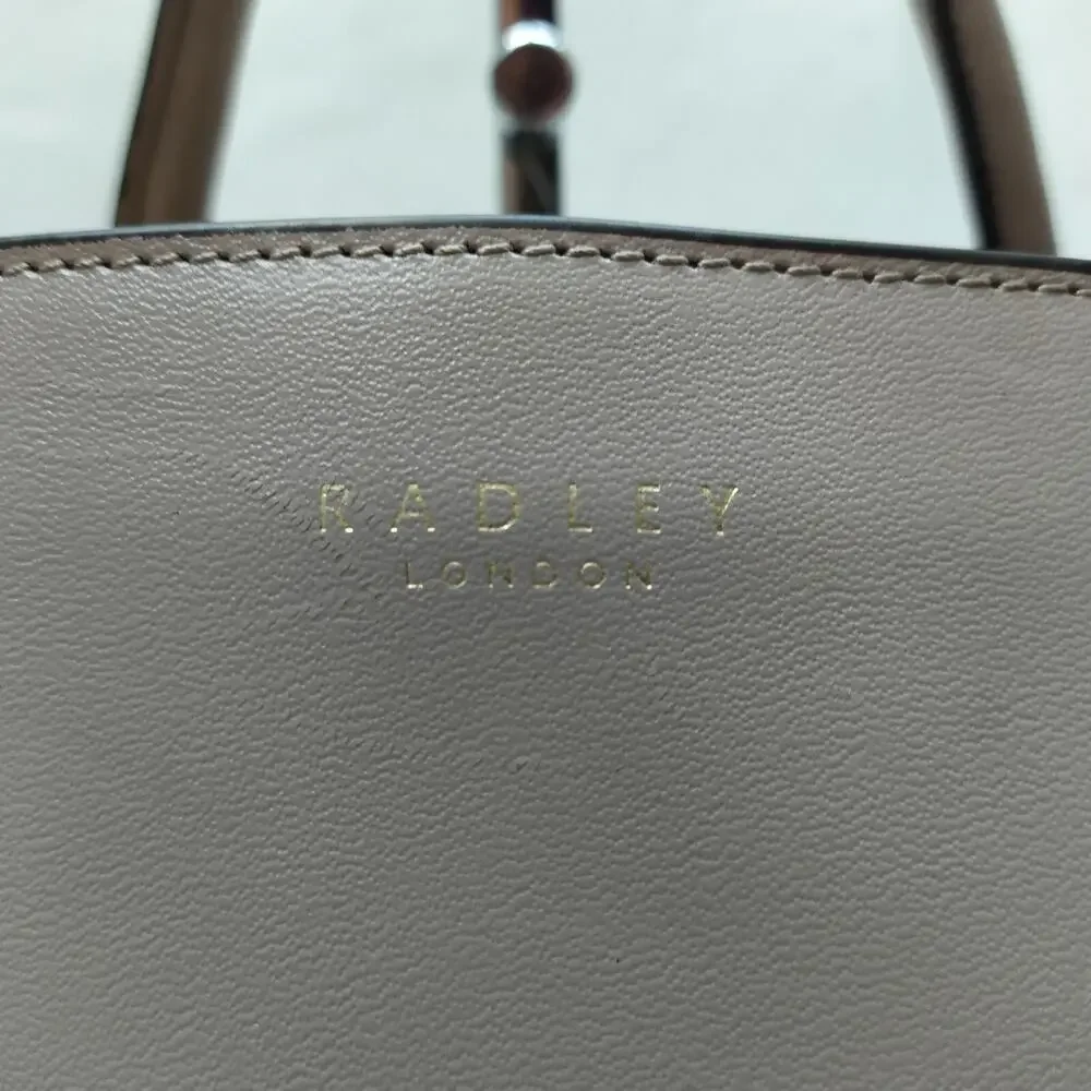 Radley London Gray Leather Double Handles Zipper Closure Satchel Bag